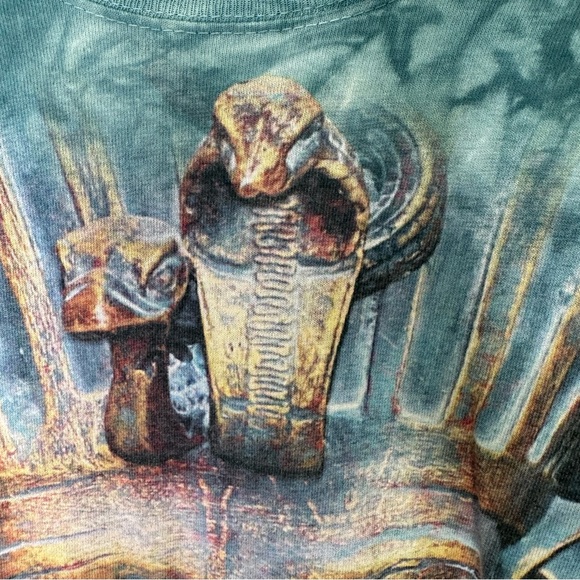 The Mountain Teal Graphic Egypt Tee Cotton size M King Tut Pharaoh Snake Tie Dye - Picture 4 of 8